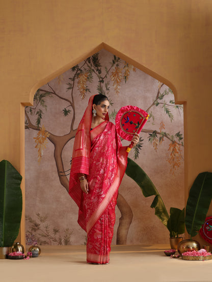 Handloom Pure Katan Silk Shikargah Banarasi Saree