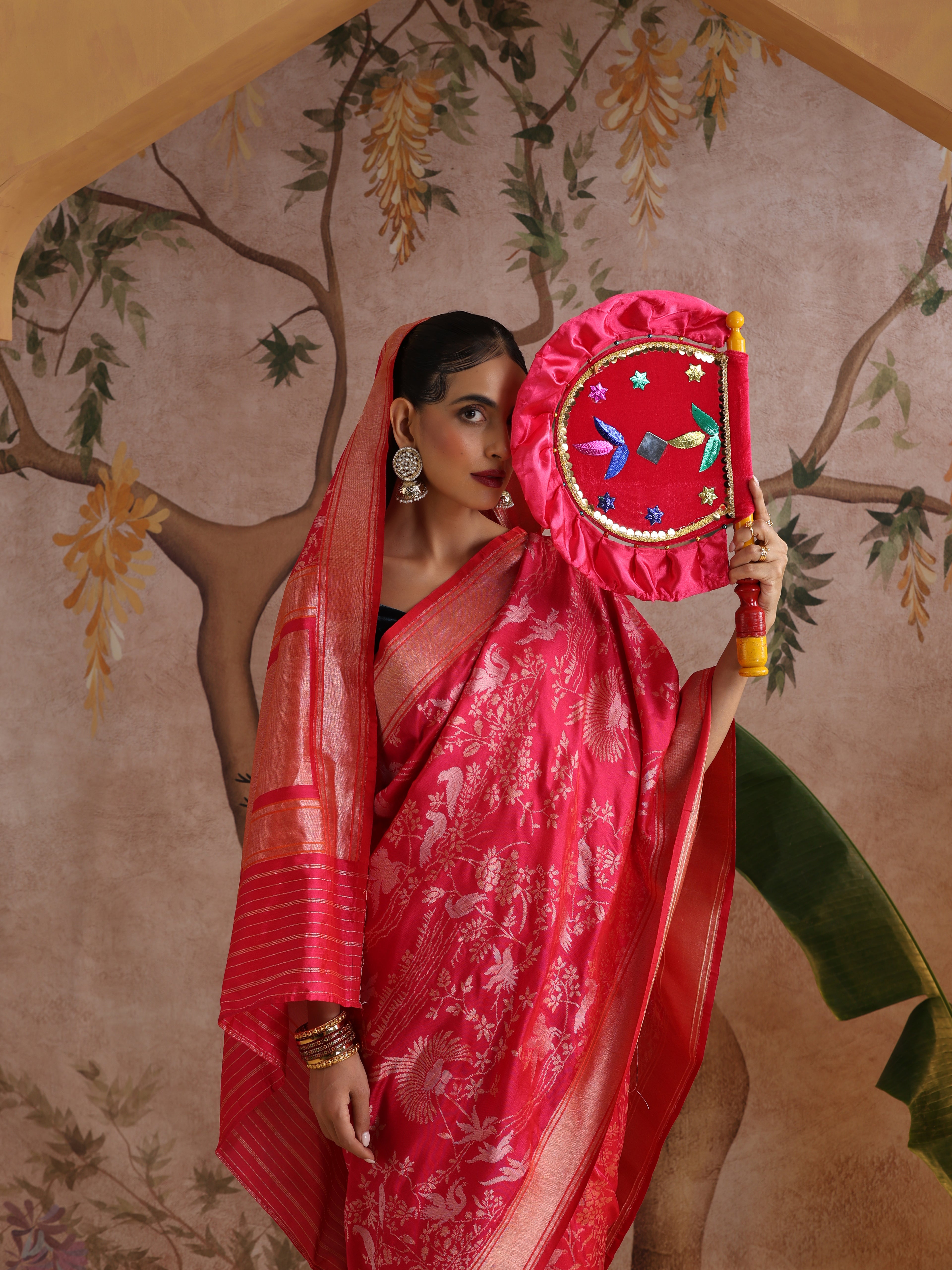 Handloom Pure Katan Silk Shikargah Banarasi Saree
