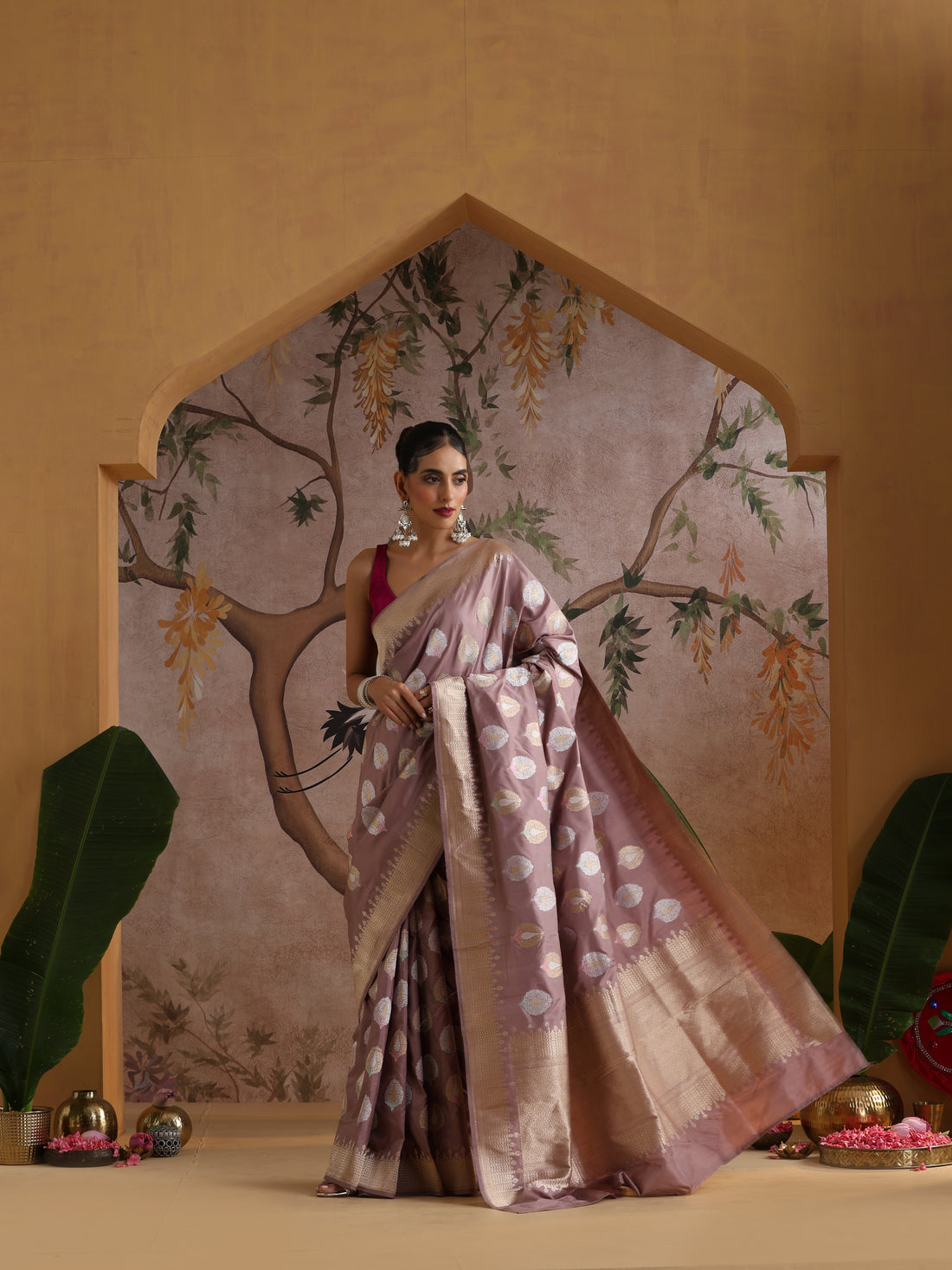 Banarasi Handwoven Katan SIlk Kadwa Mor Saree