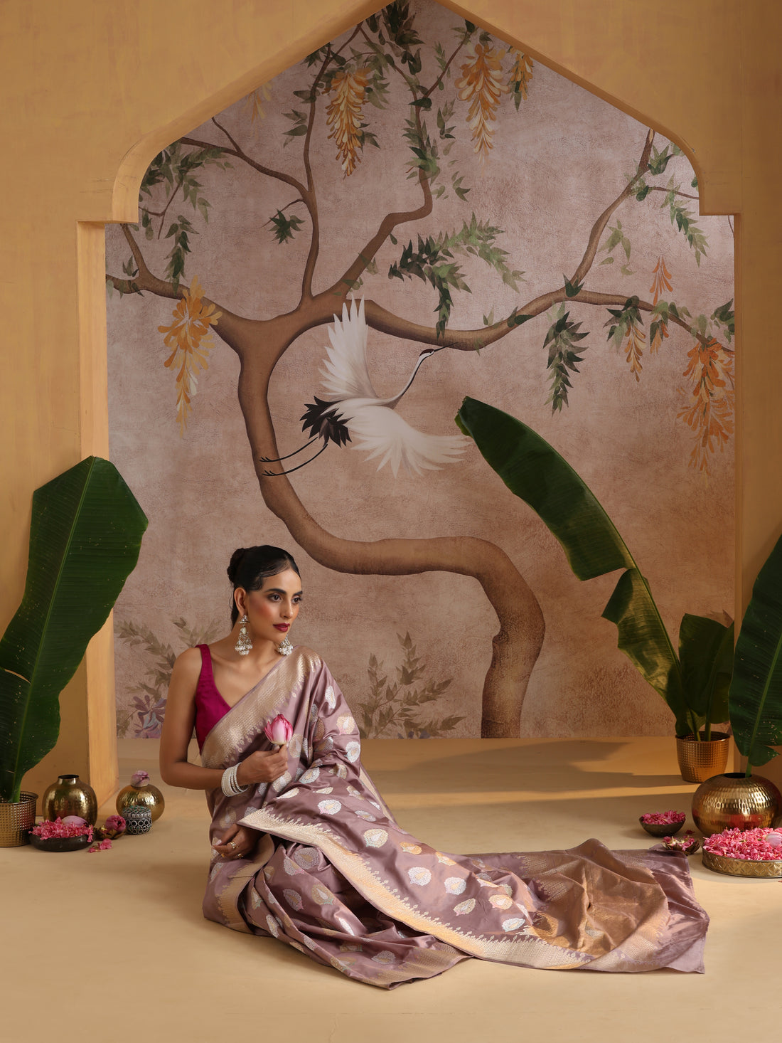 Banarasi Handwoven Katan SIlk Kadwa Mor Saree