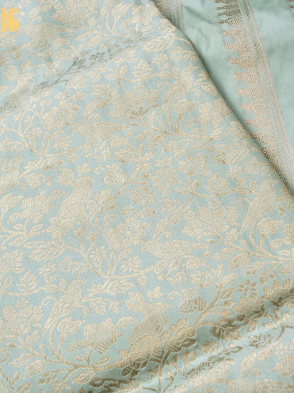 Handloom Banarasi Katan Silk Kadwa Zari Vasket Shikargah Saree