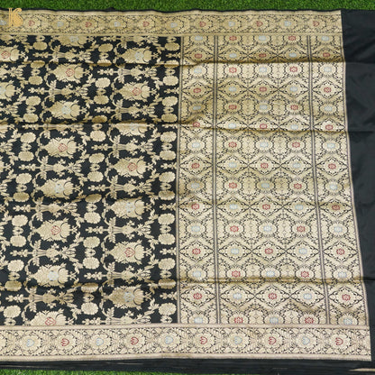 Handwoven Pure Katan Silk Banarasi Mughal Boota Saree - Khinkhwab