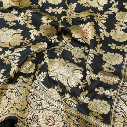 Handwoven Pure Katan Silk Banarasi Mughal Boota Saree - Khinkhwab