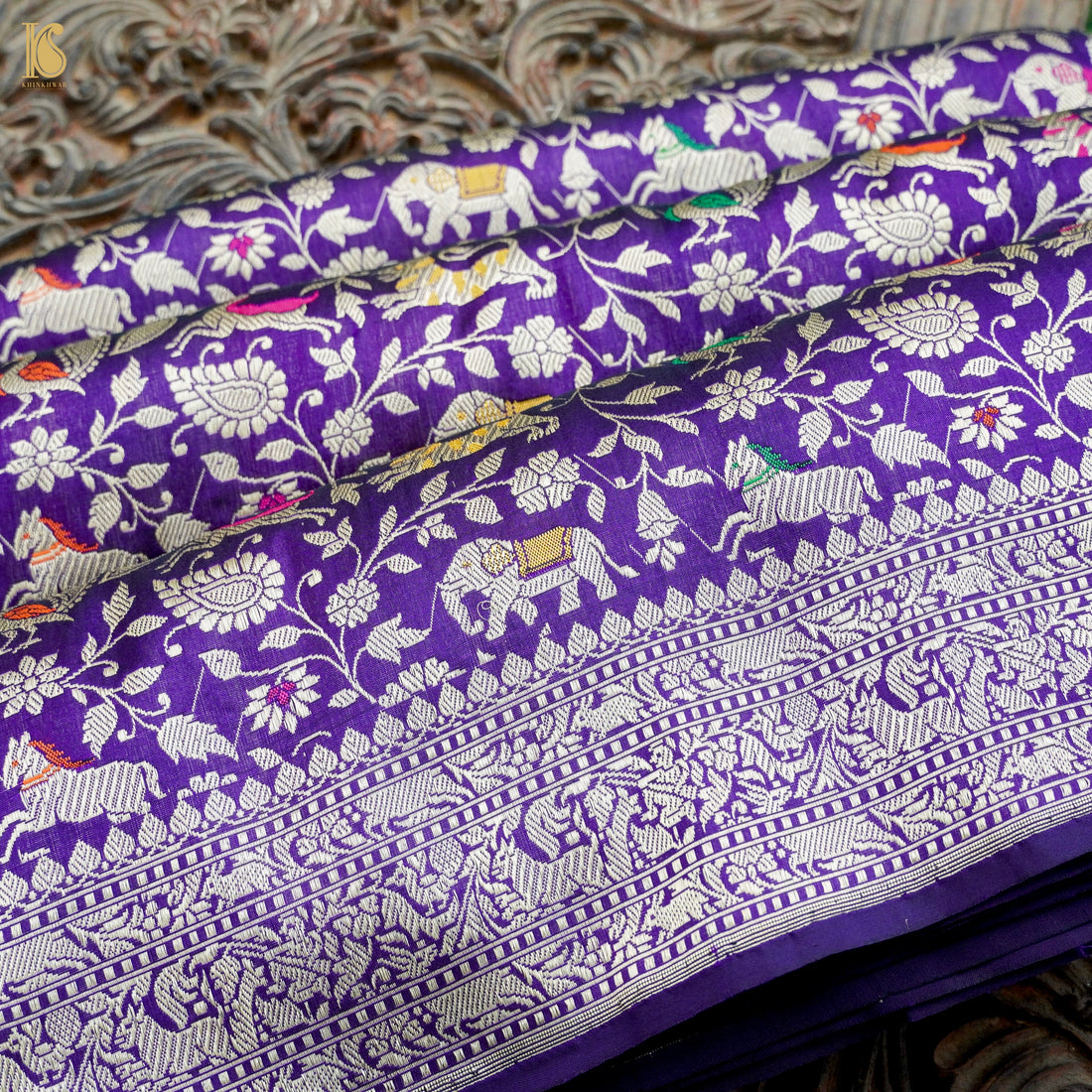 Handwoven Katan Silk Banarasi Shikargah Saree