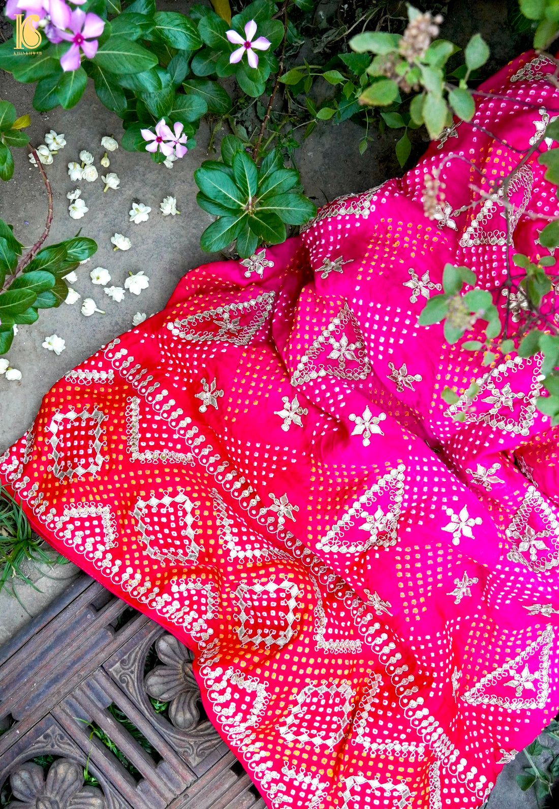 Gajji Silk Bandhani Gotta Patti Saree