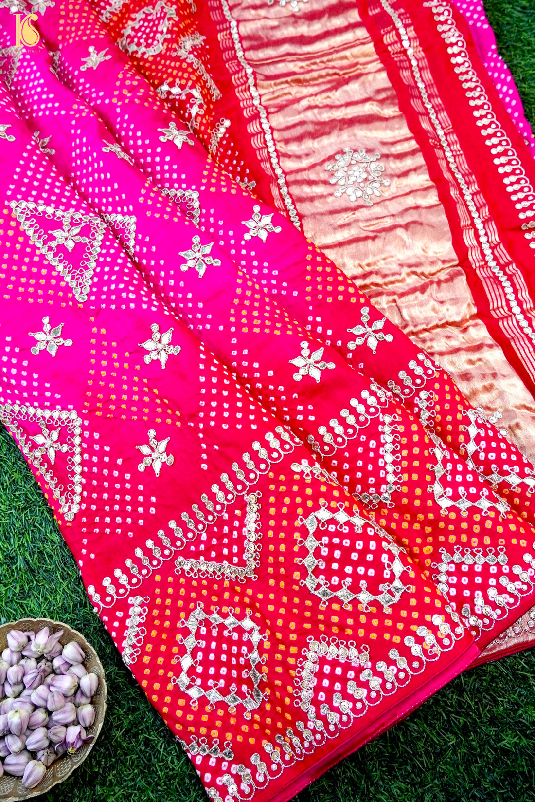 Gajji Silk Bandhani Gotta Patti Saree