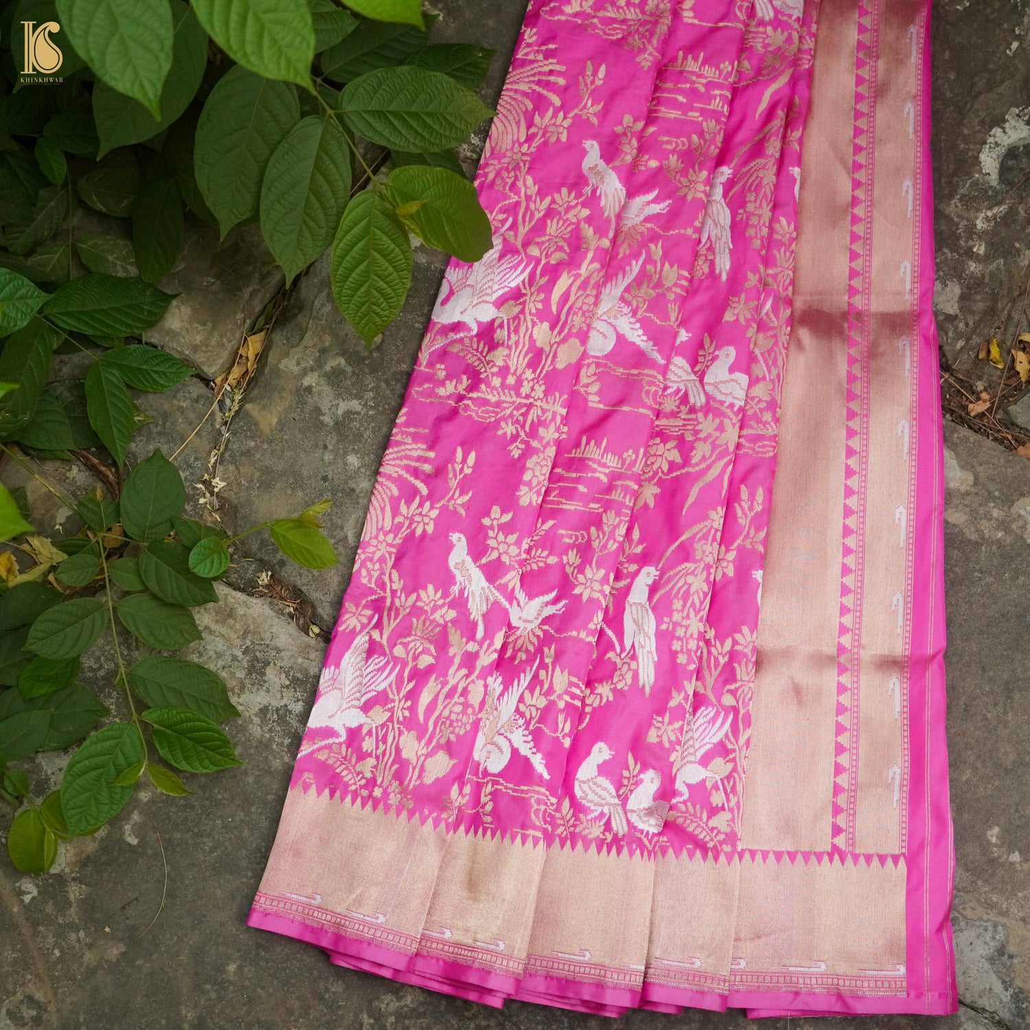 Katan Silk Shikargah Banarasi Saree | Bulbul - Khinkhwab
