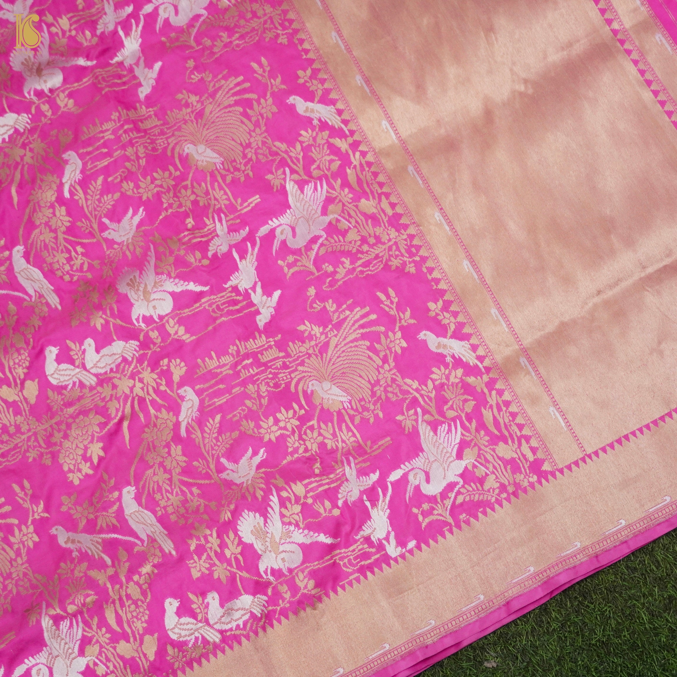 Katan Silk Shikargah Banarasi Saree | Bulbul - Khinkhwab