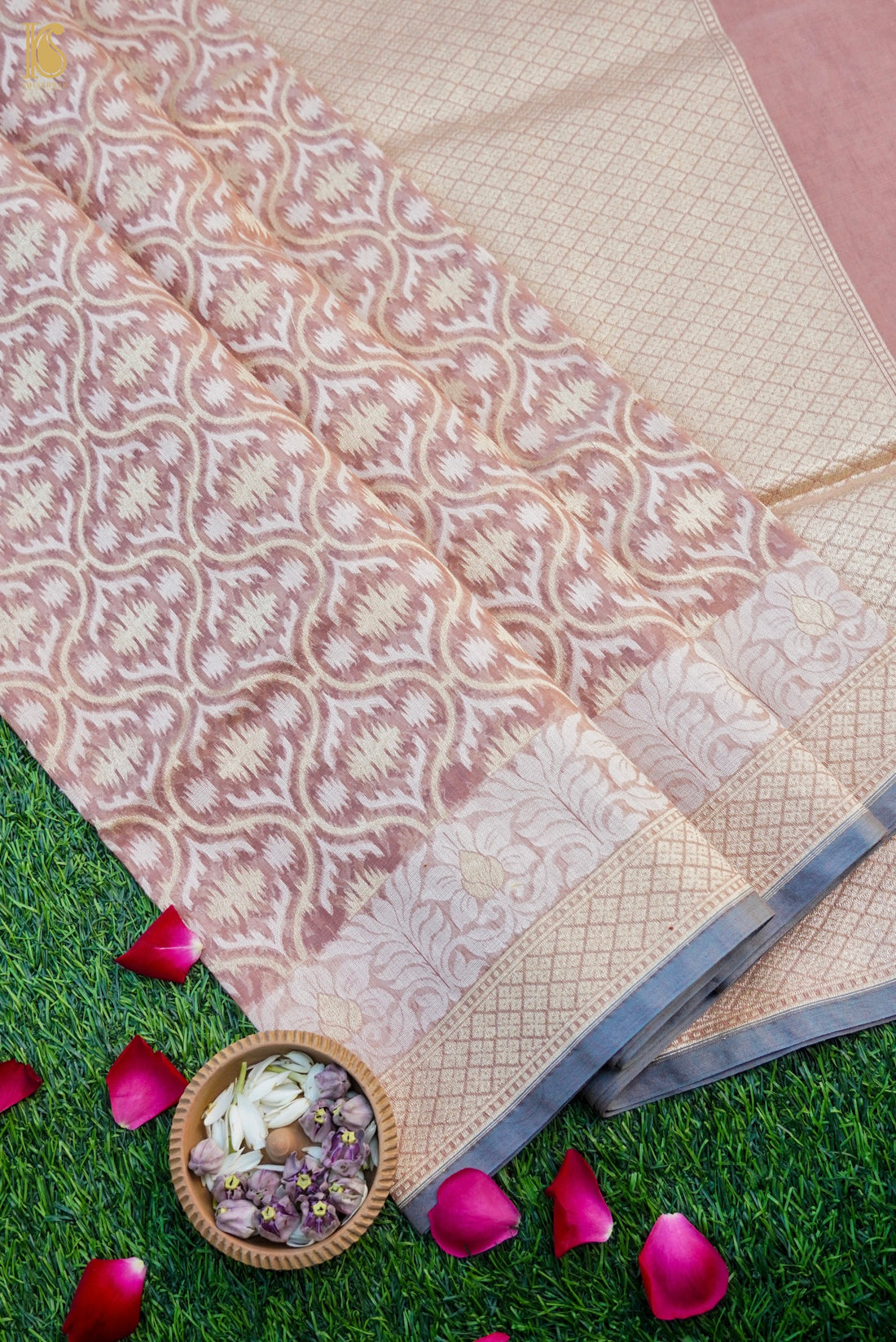 Handloom Kora Cotton Banarasi Resham Weave Saree