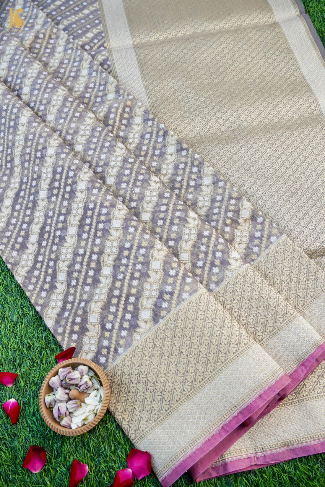 Handloom Kora Cotton Banarasi Resham Weave Saree