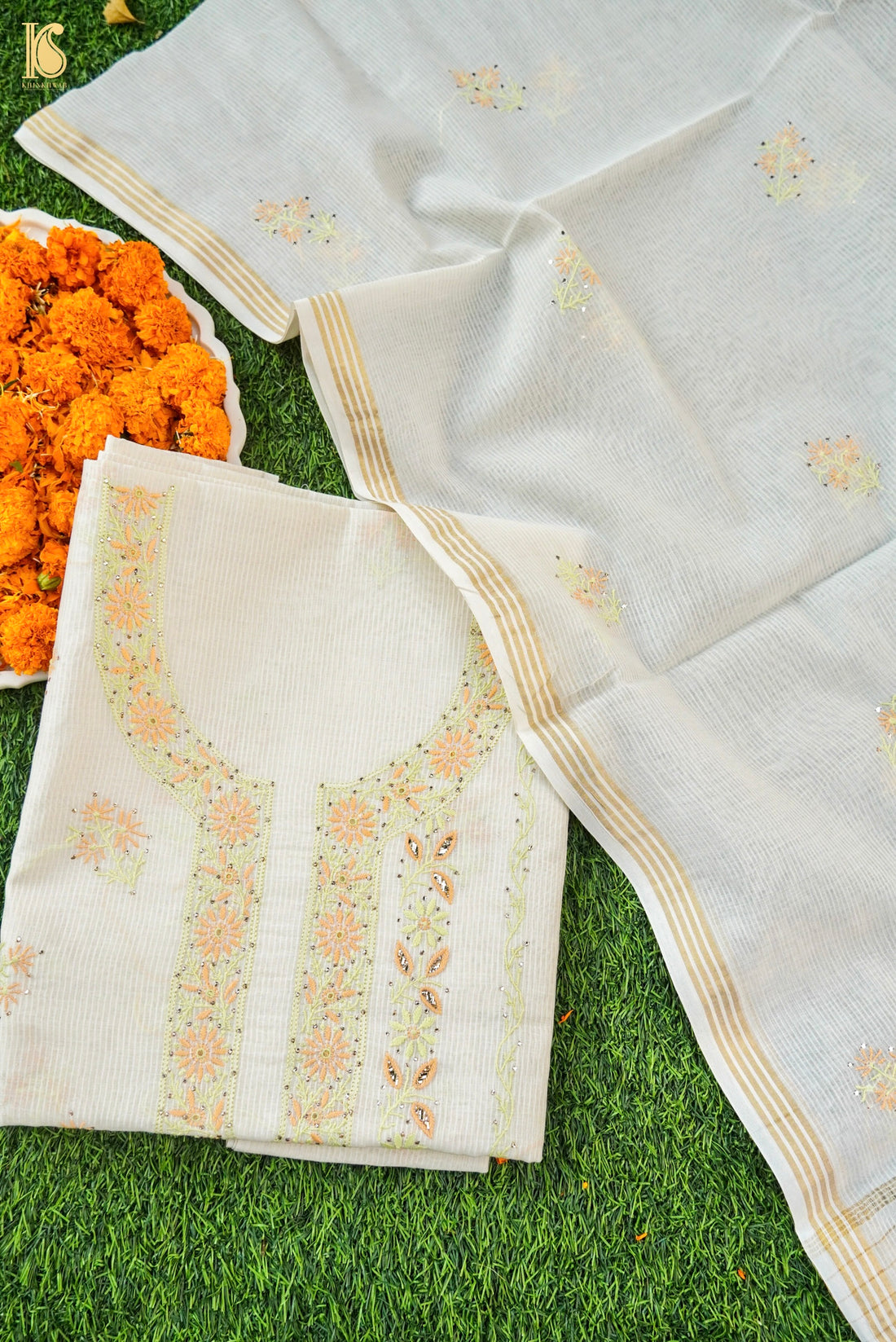 Chikankari Pure Maheshwar Cotton Suit Set