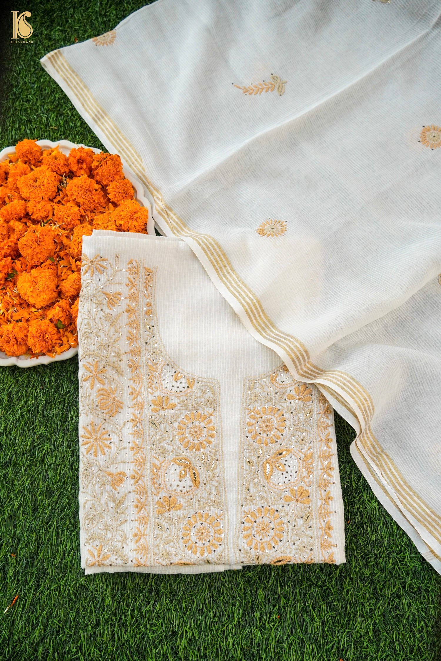 Chikankari Pure Maheshwar Cotton Suit Set