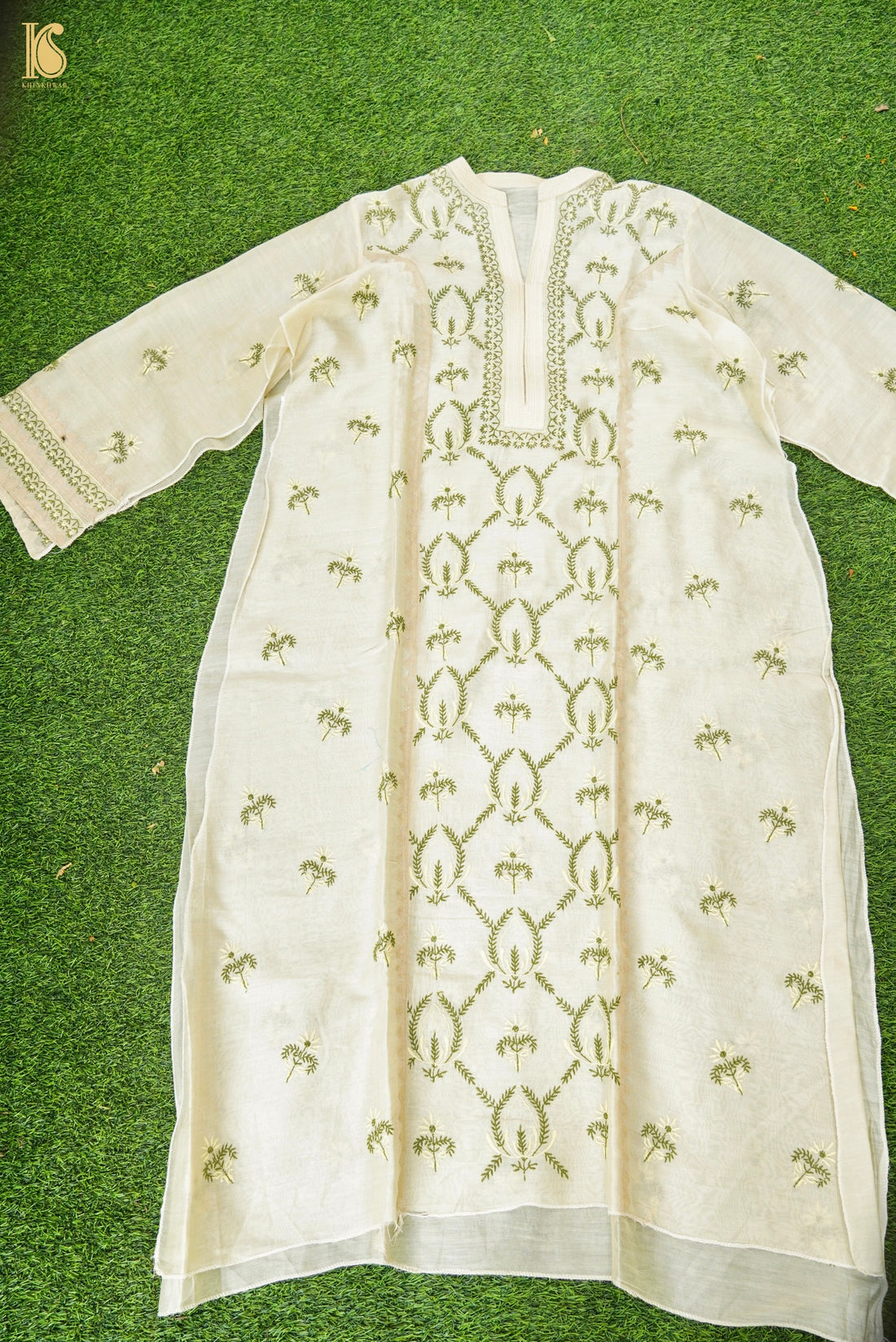 Chikankari Pure Chanderi Silk Fabric Set