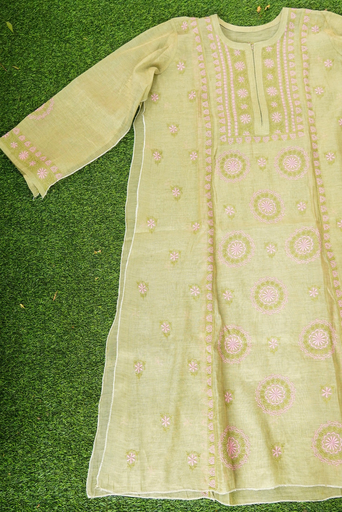 Chikankari Pure Tissue Chanderi Silk Fabric Set
