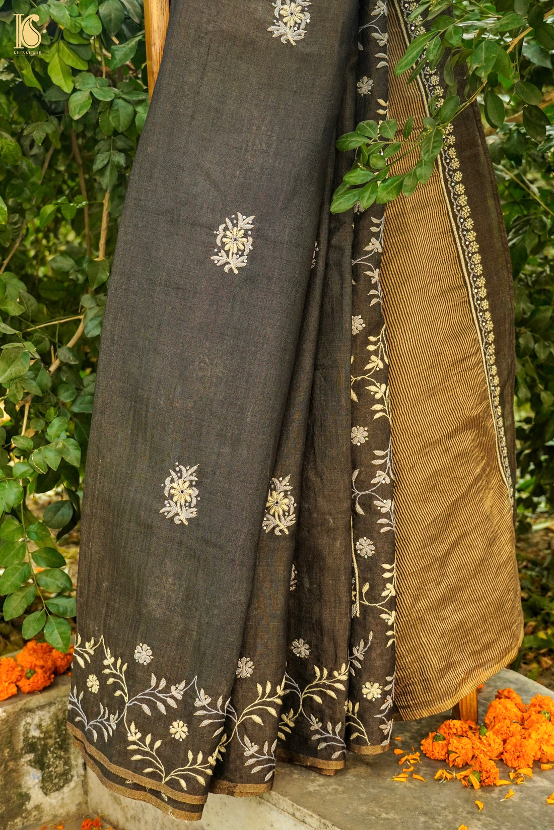 Chikankari Pure Tissue Chanderi Saree