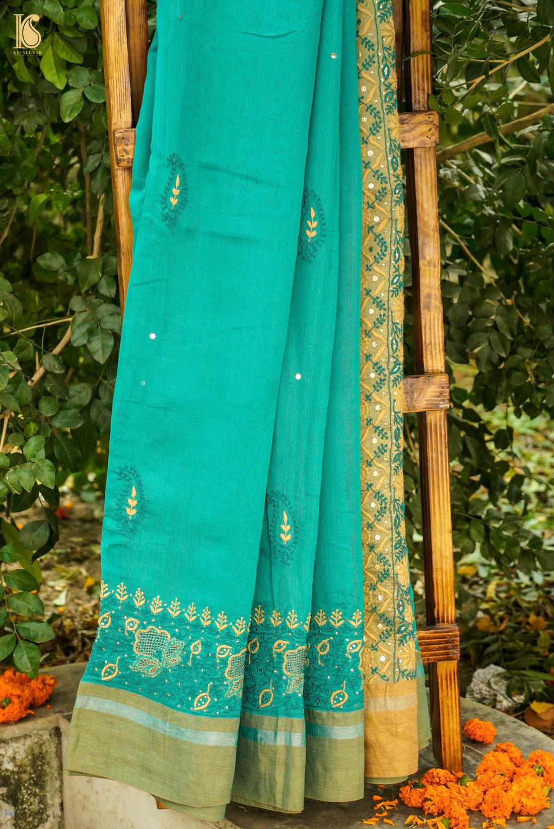 Chikankari Pure Tissue Chanderi Saree