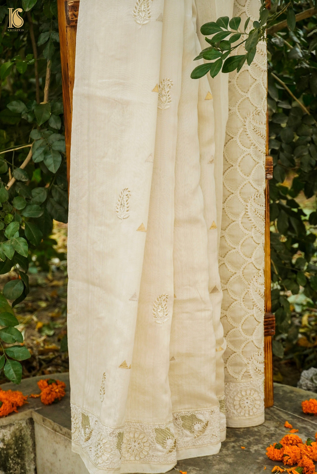 Chikankari Pure Chanderi Saree
