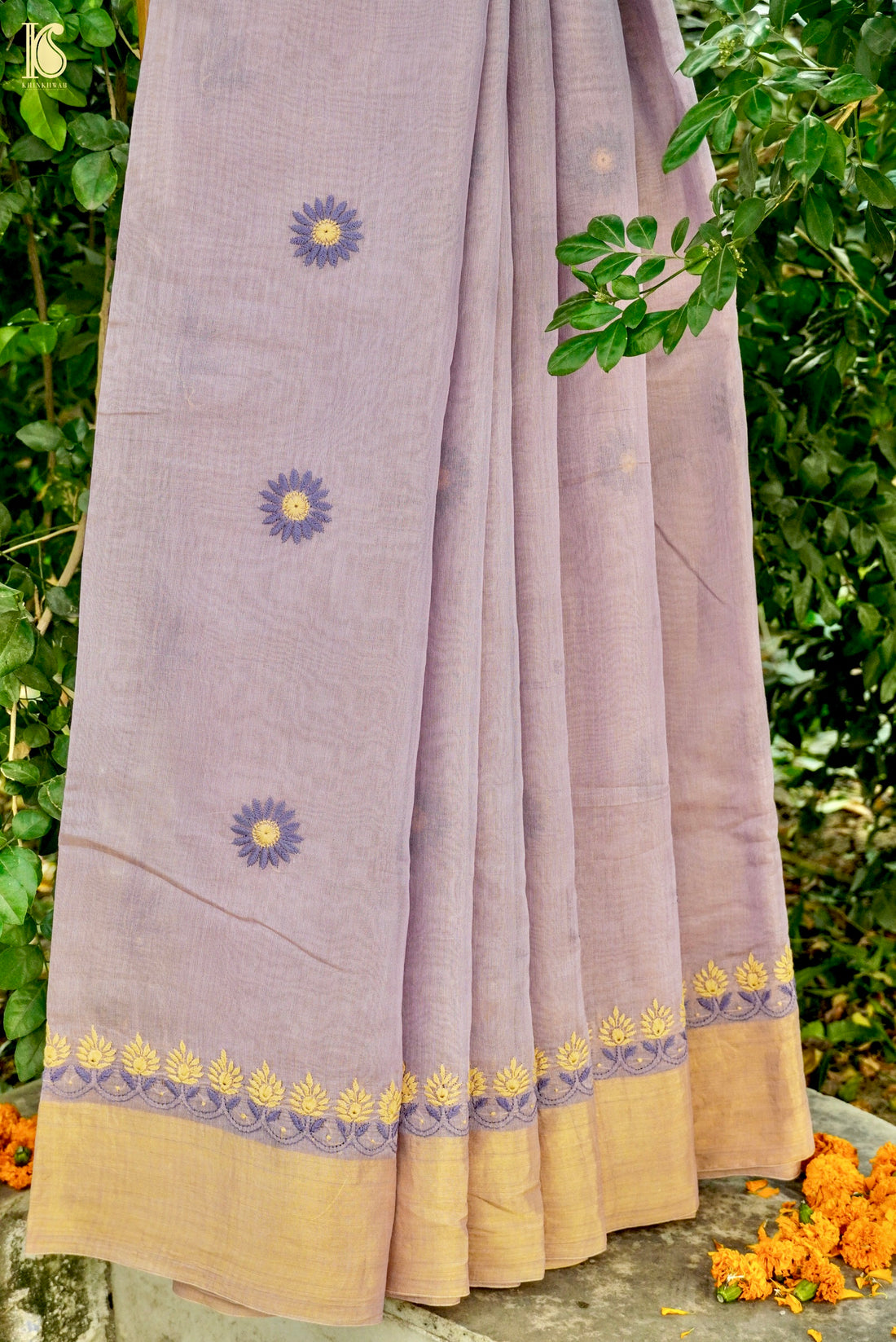 Chikankari Pure Tissue Chanderi Saree