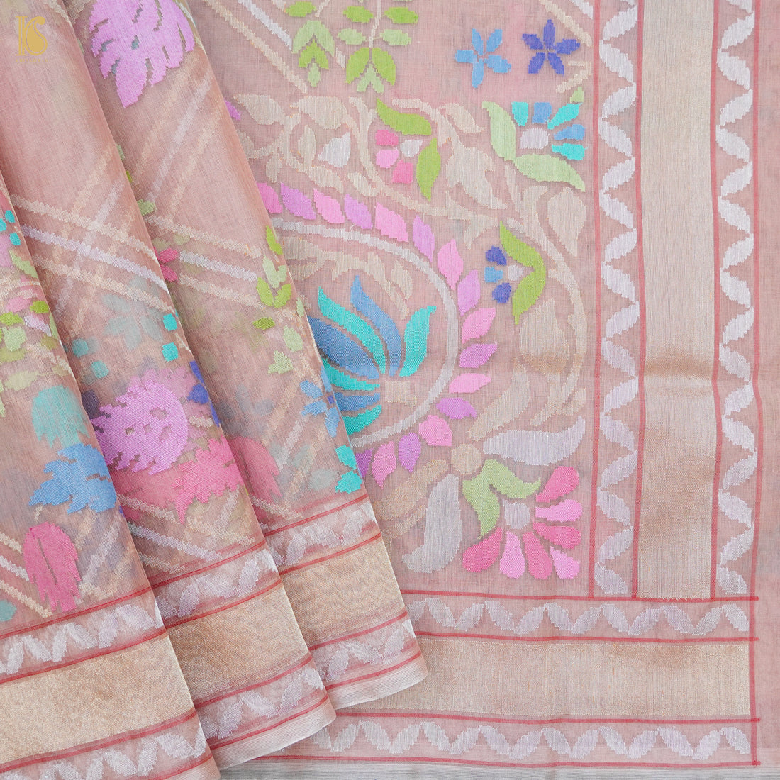 Handloom Banarasi Real Silver Zari Cotton Saree