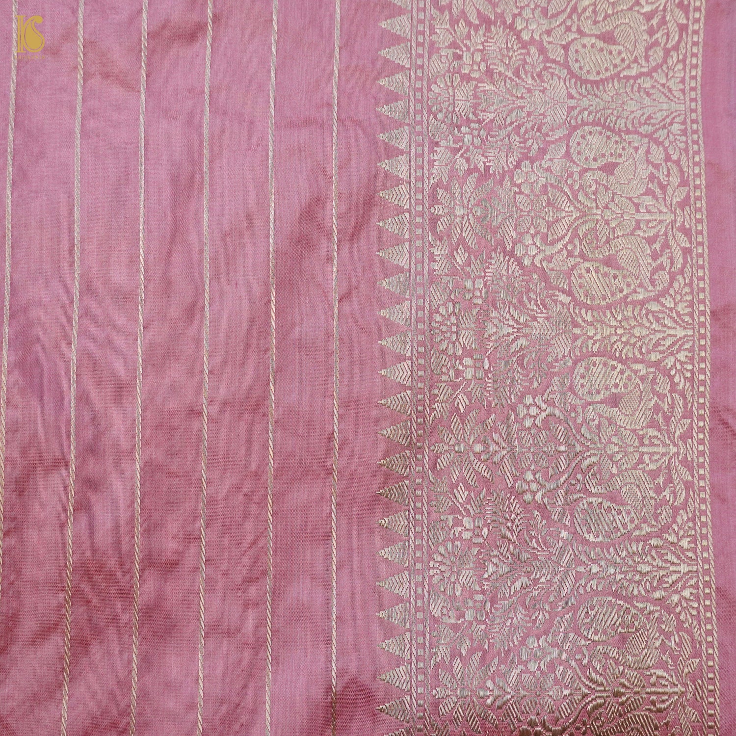 Handloom Banarasi Katan Silk Pink Bird Kadwa Saree