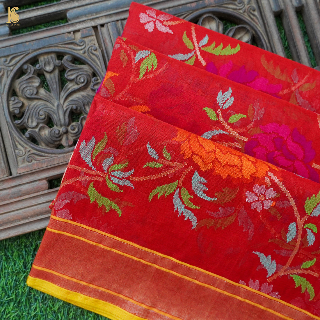 Handloom Banarasi Real Silver Zari Rakhatmbari Cotton Saree