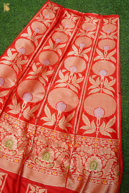 Handloom Banarasi Katan Silk Kalidar Poppy Lehenga