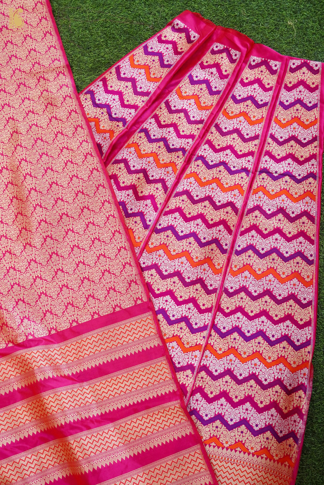 Handloom Banarasi Katan Silk Kalidar Chevron Lehenga