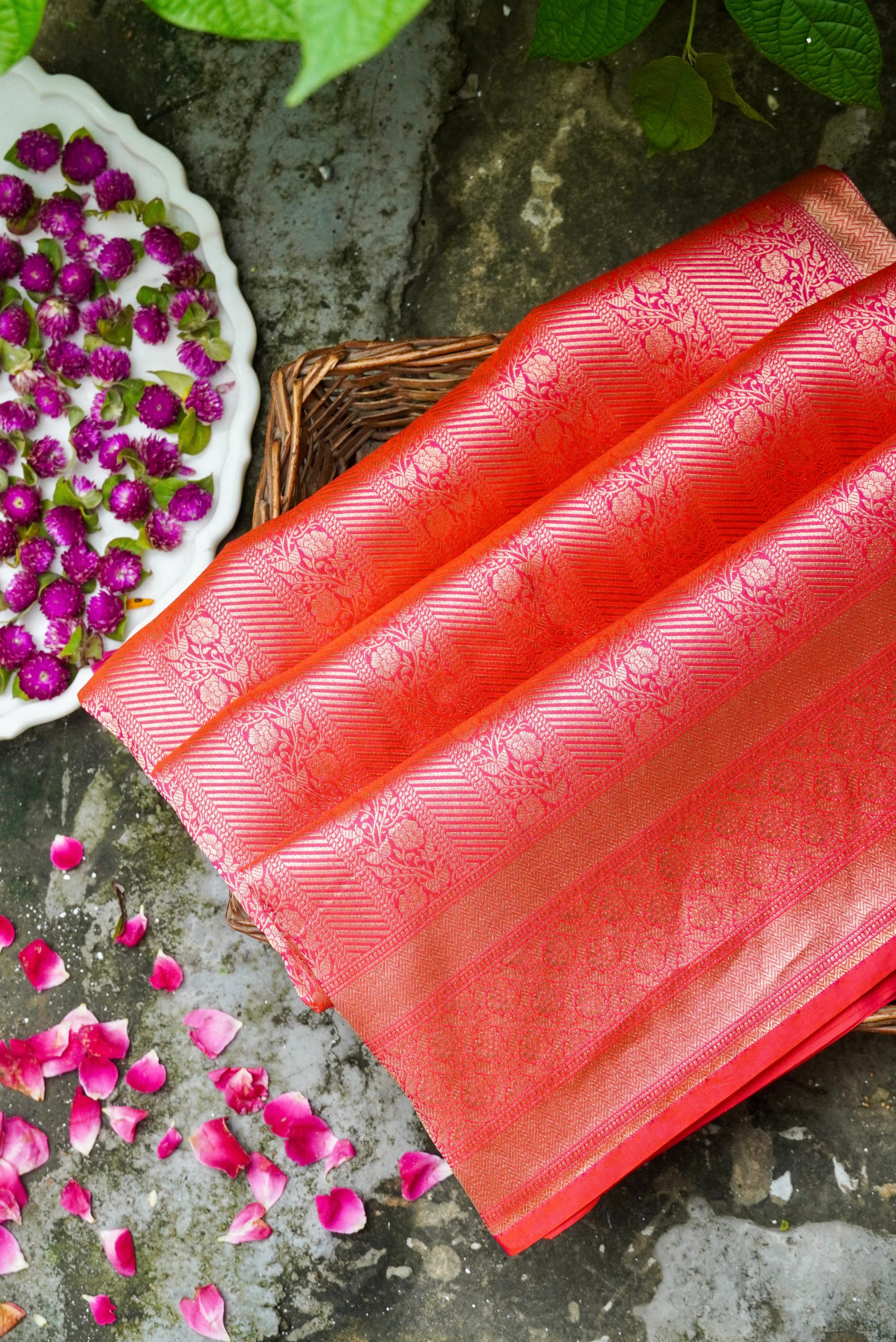 Handloom Banarasi Katan Silk Zari Tanchoi Saree