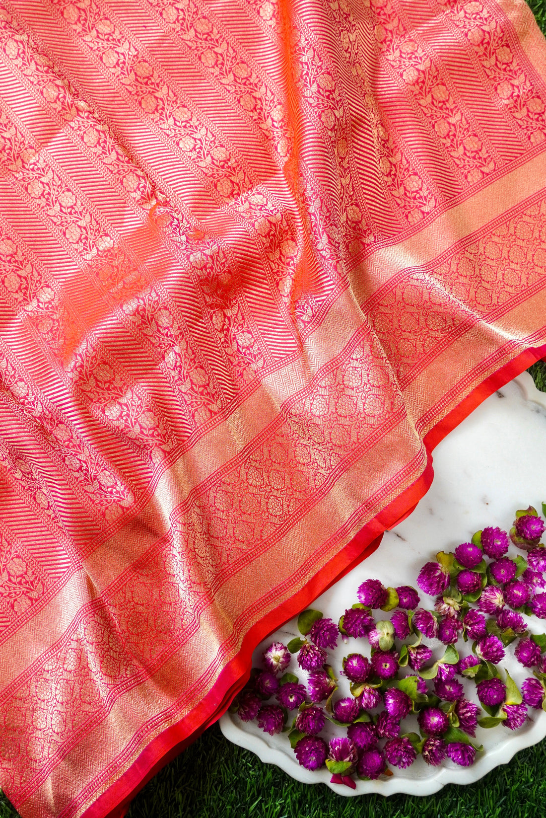 Handloom Banarasi Katan Silk Zari Tanchoi Saree