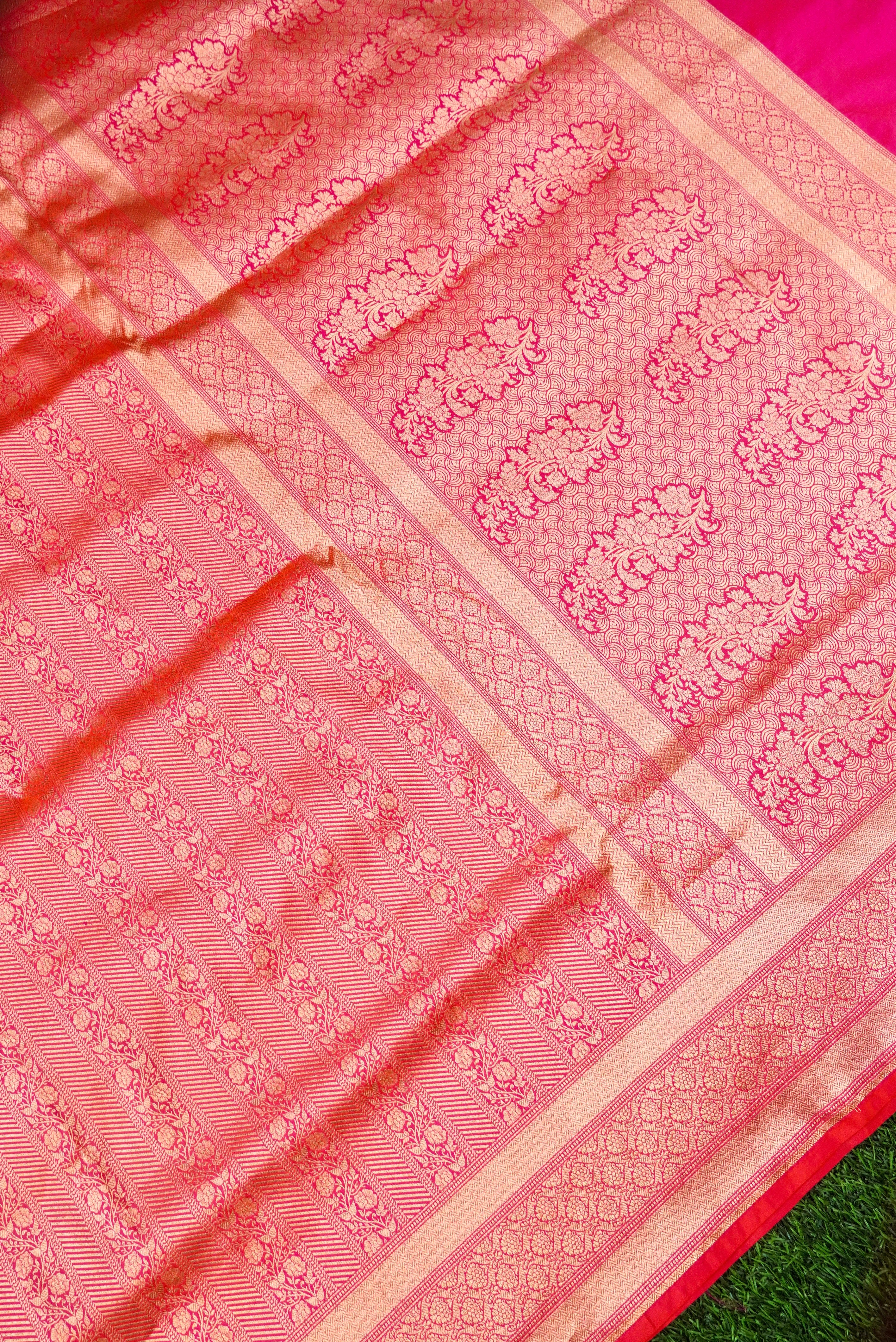 Handloom Banarasi Katan Silk Zari Tanchoi Saree