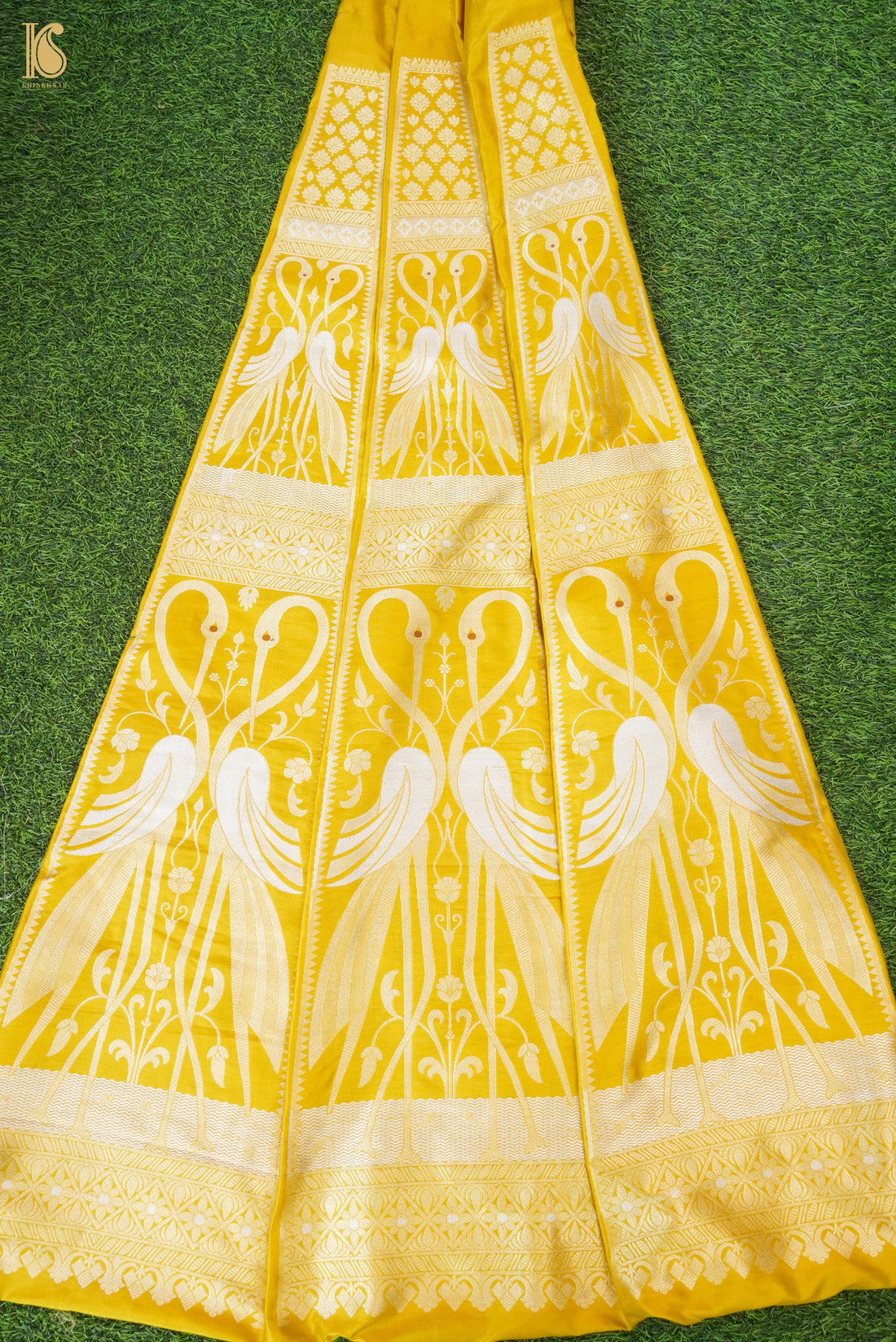 Handloom Banarasi Katan Silk Kalidar Crane Lehenga