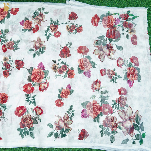 Pure Linen Printed Floral Saree