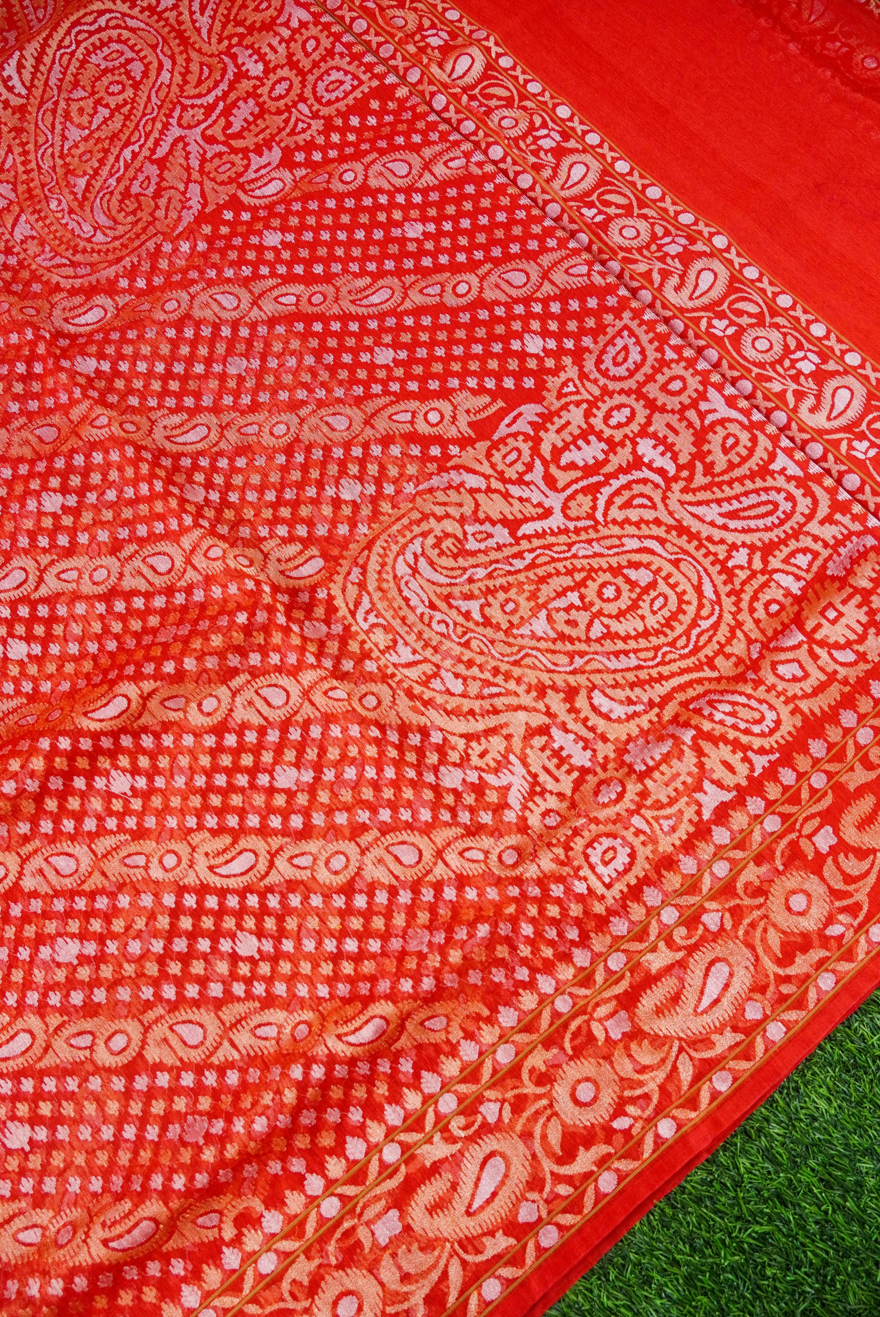 Handloom Banarasi Real Silver Zari Cotton Rakhtambari Saree