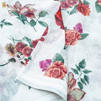 Linen Floral Print Saree