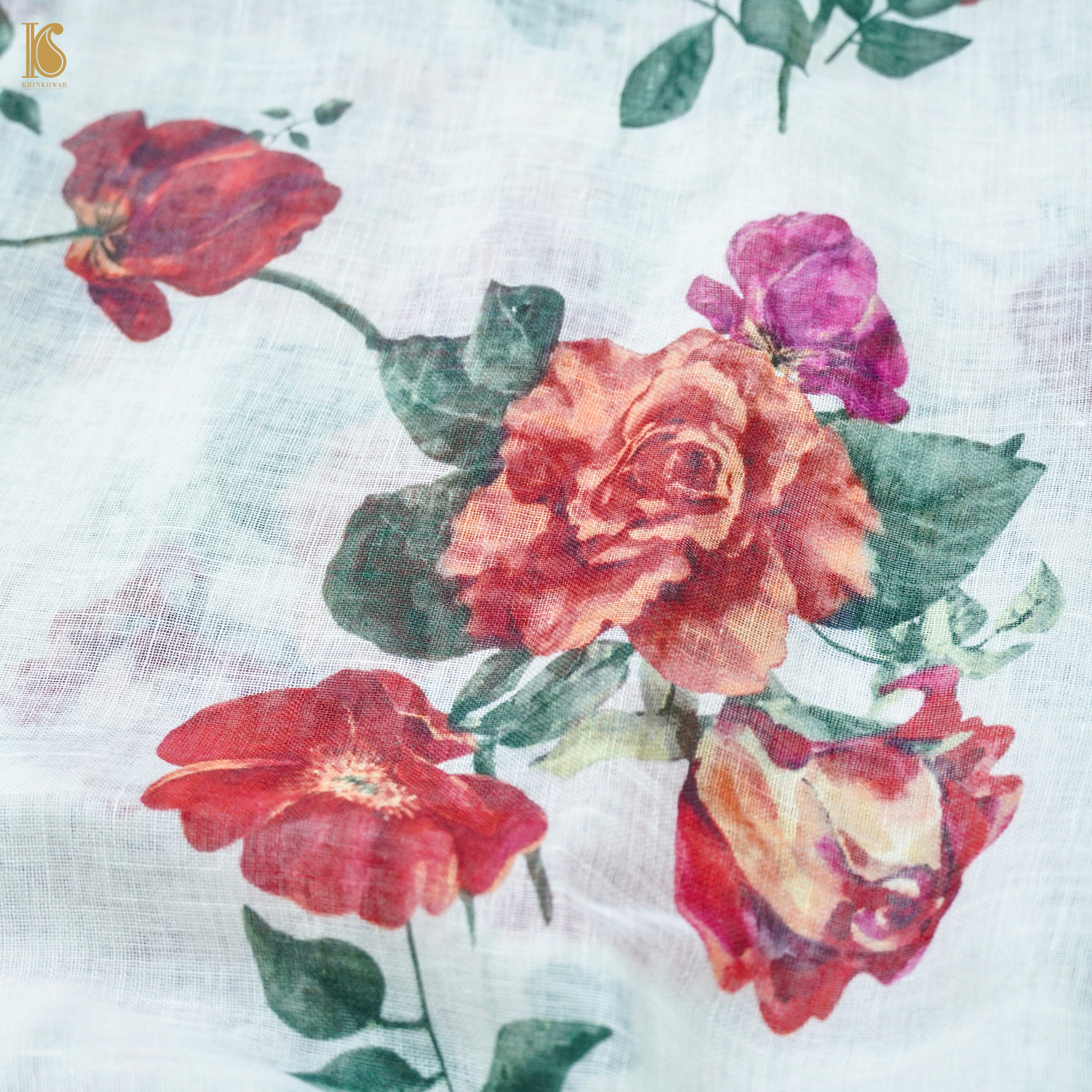 Linen Floral Print Saree