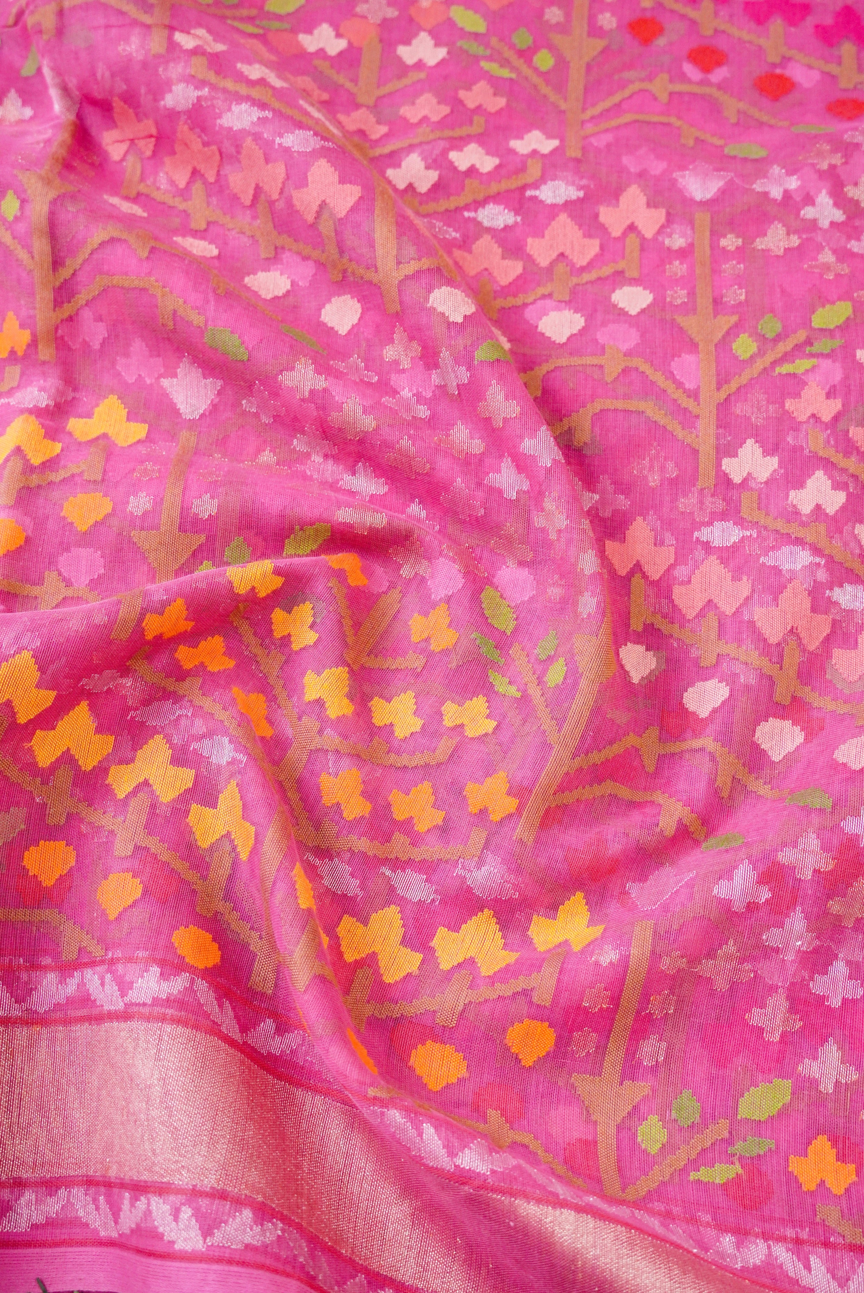 Handloom Banarasi Real Silver Zari Cotton Saree