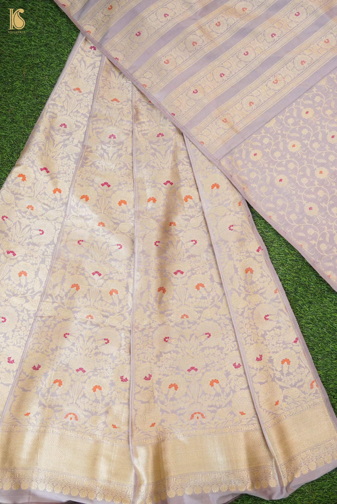 Handloom Banarasi Katan Silk Kalidar Phoolwari Lehenga