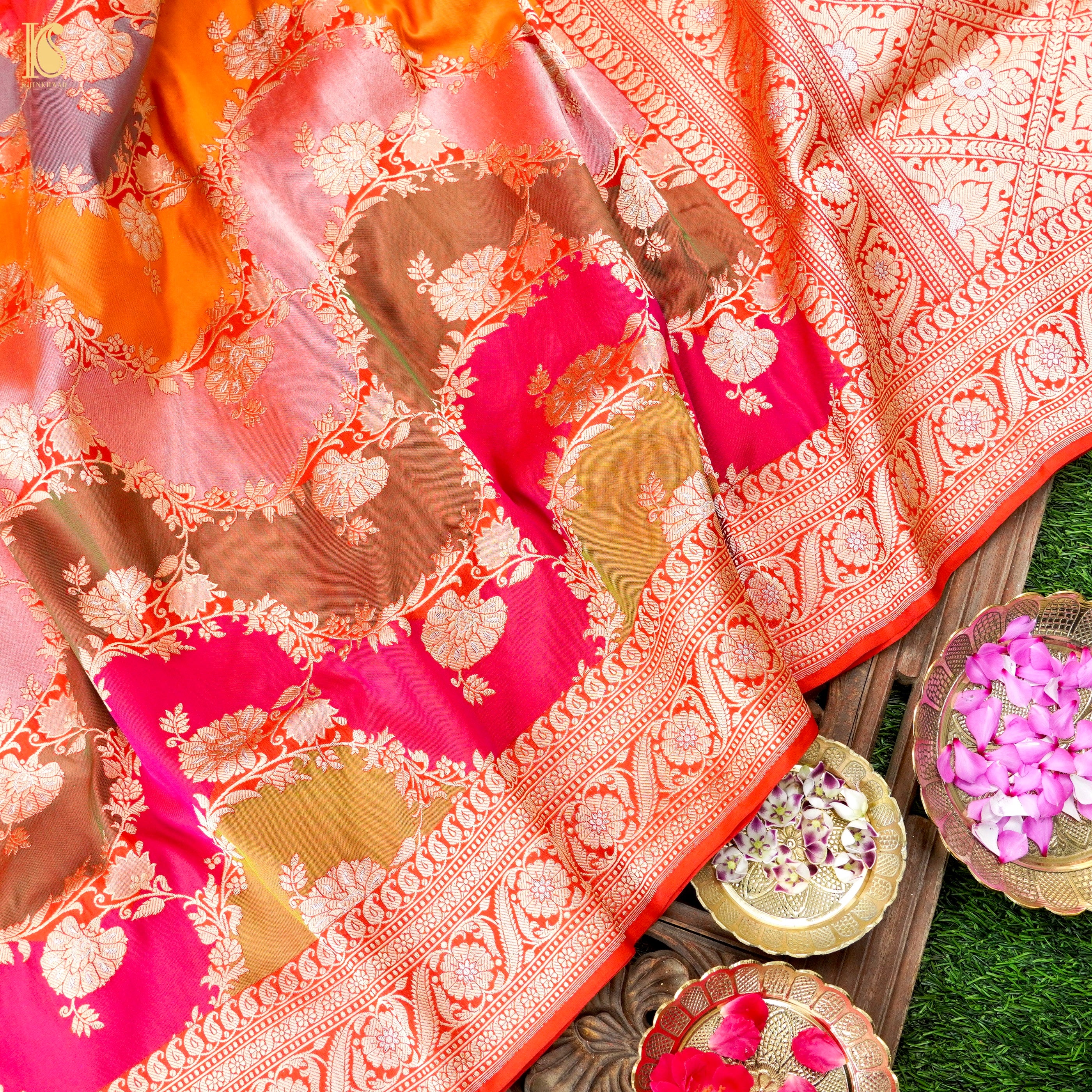 Fuchsia Pink Pure Katan Silk Handloom Banarasi Saree Design by Devissha at  Pernia's Pop Up Shop 2024