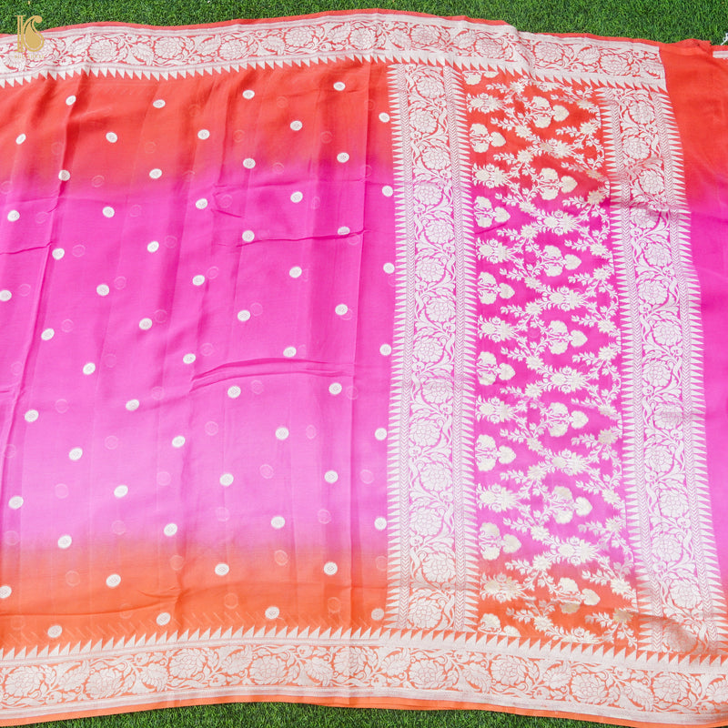 Pink Georgette Handloom Banarasi Ashrafi Boota Saree