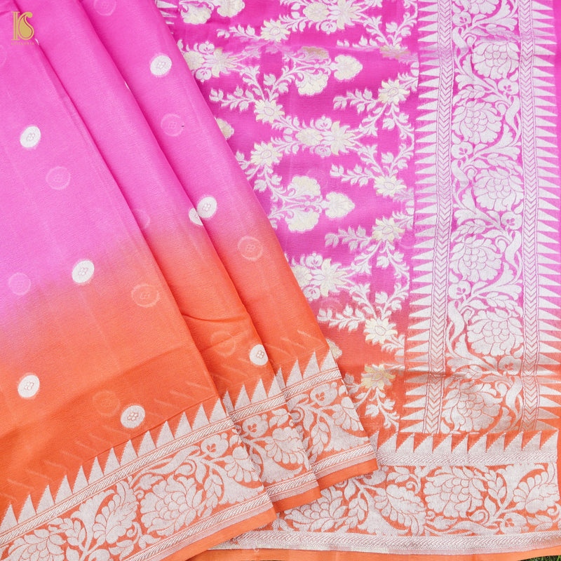 Pink Georgette Handloom Banarasi Ashrafi Boota Saree