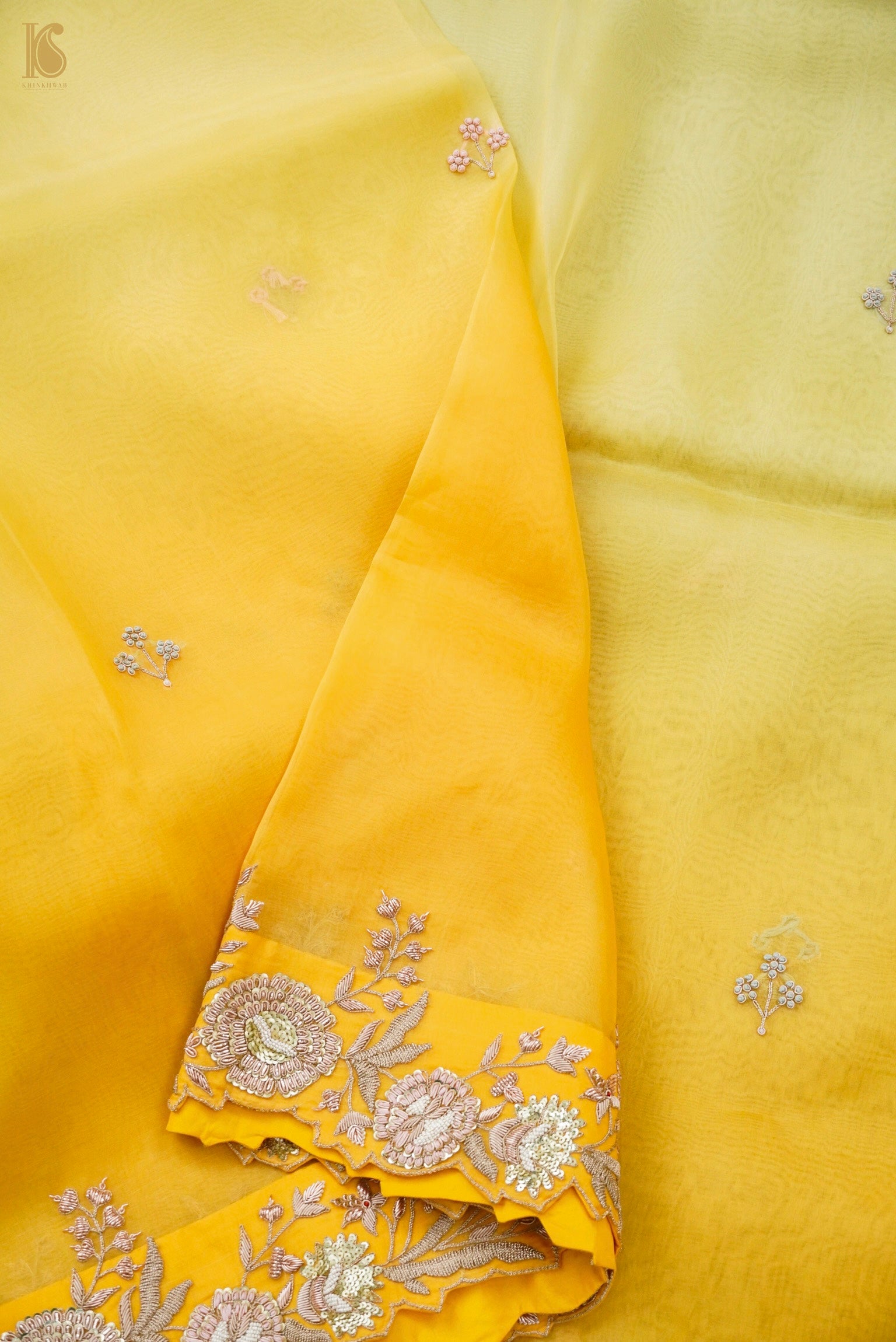 Handwoven Organza Silk Embroidery Saree
