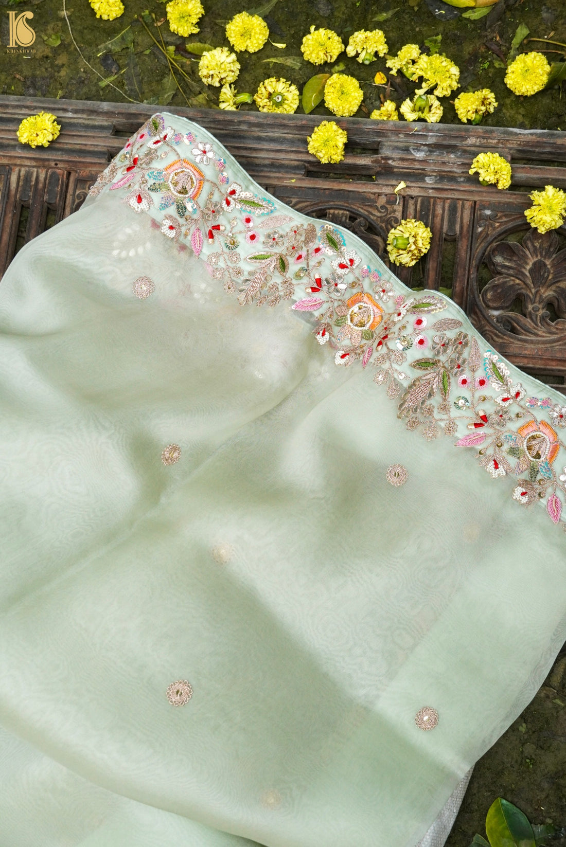 Handwoven Organza Silk Embroidery Saree