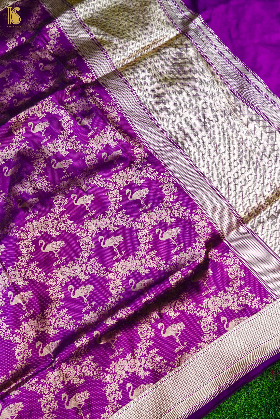 Handwoven Katan Silk Banarasi Crane Saree