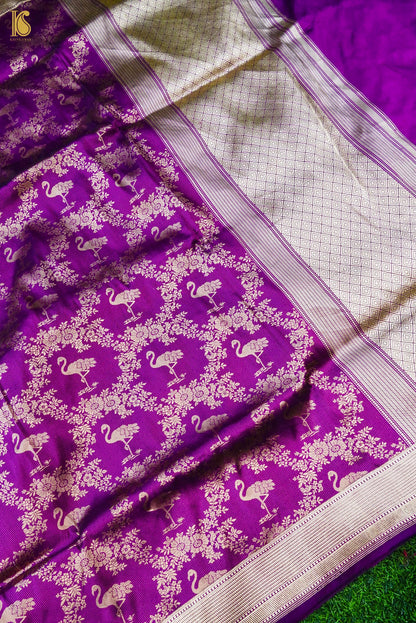 Handwoven Katan Silk Banarasi Crane Saree