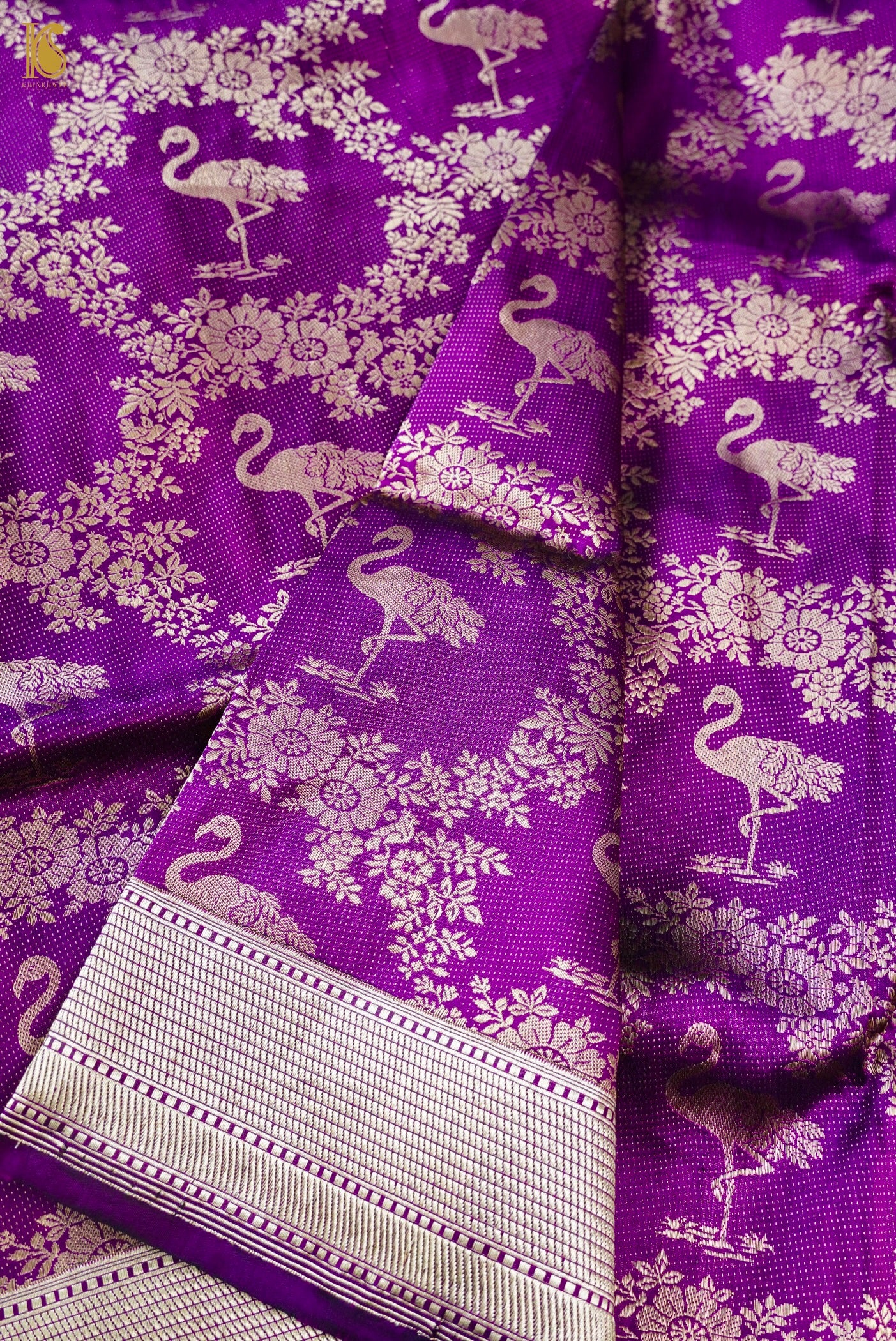 Handwoven Katan Silk Banarasi Crane Saree