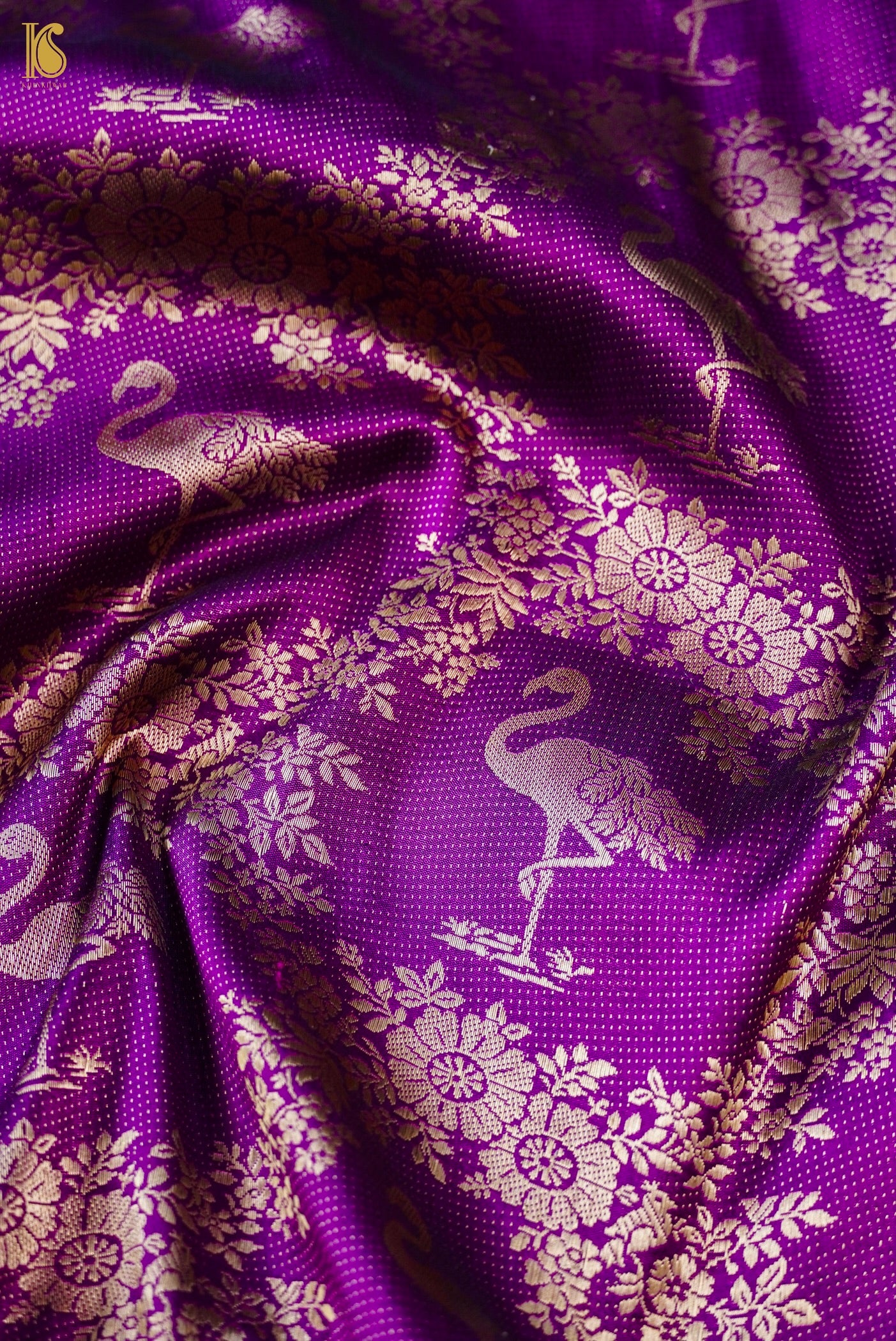 Handwoven Katan Silk Banarasi Crane Saree