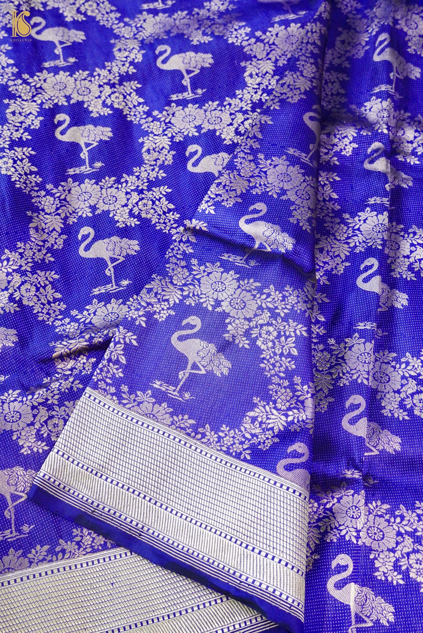 Handwoven Katan Silk Banarasi Crane Saree