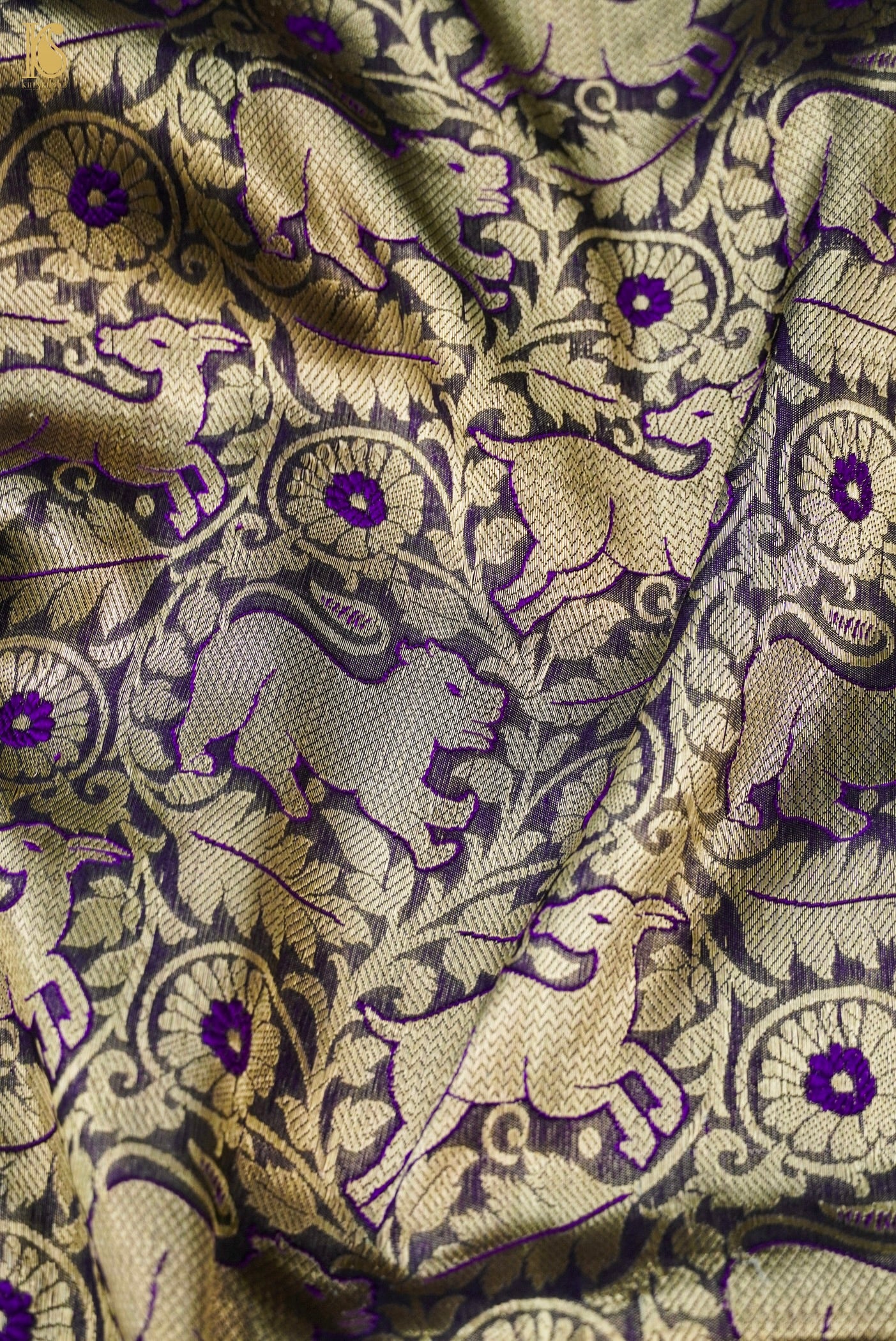 Handwoven Katan Silk Banarasi Shikargah Zari Vasket Saree