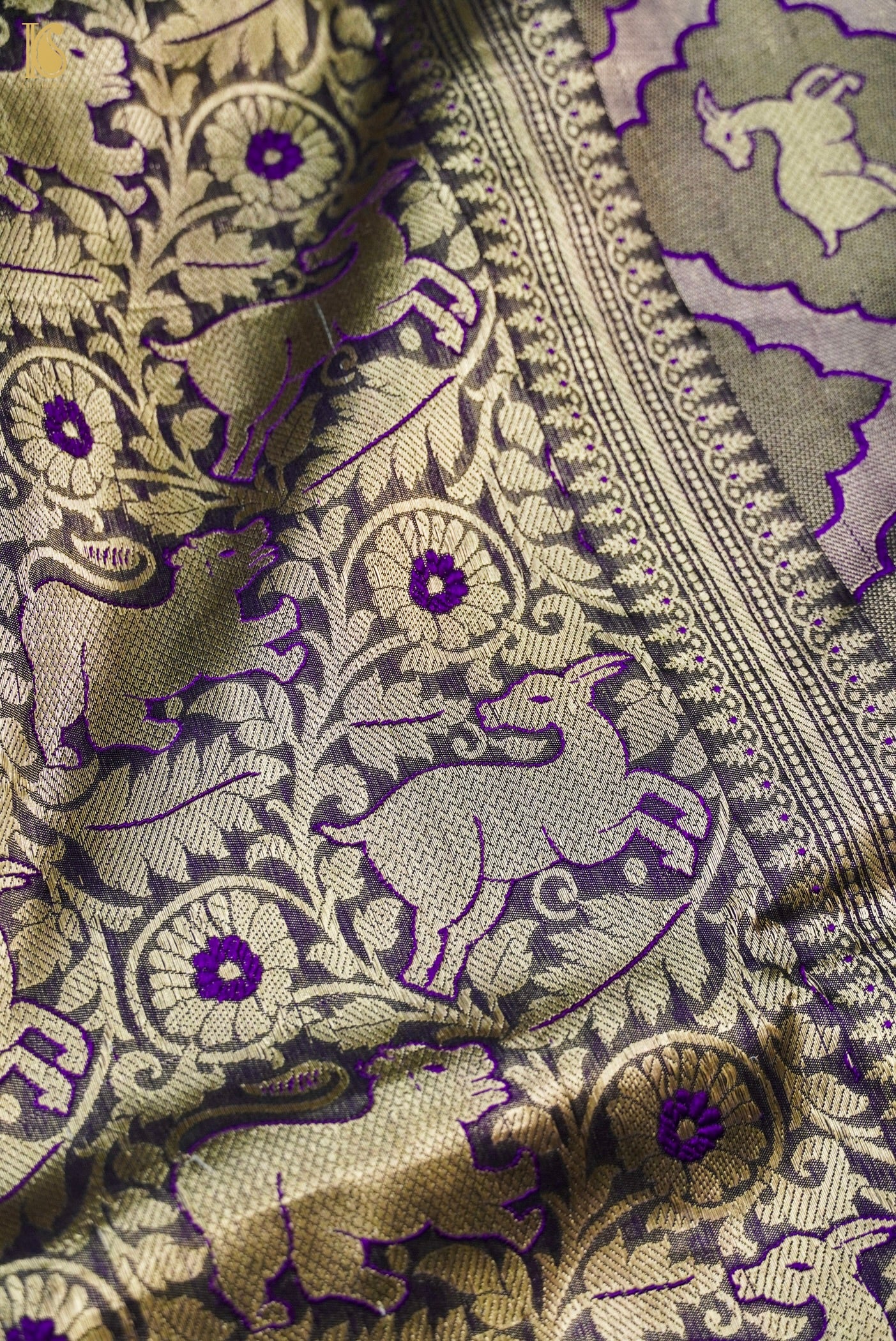 Handwoven Katan Silk Banarasi Shikargah Zari Vasket Saree