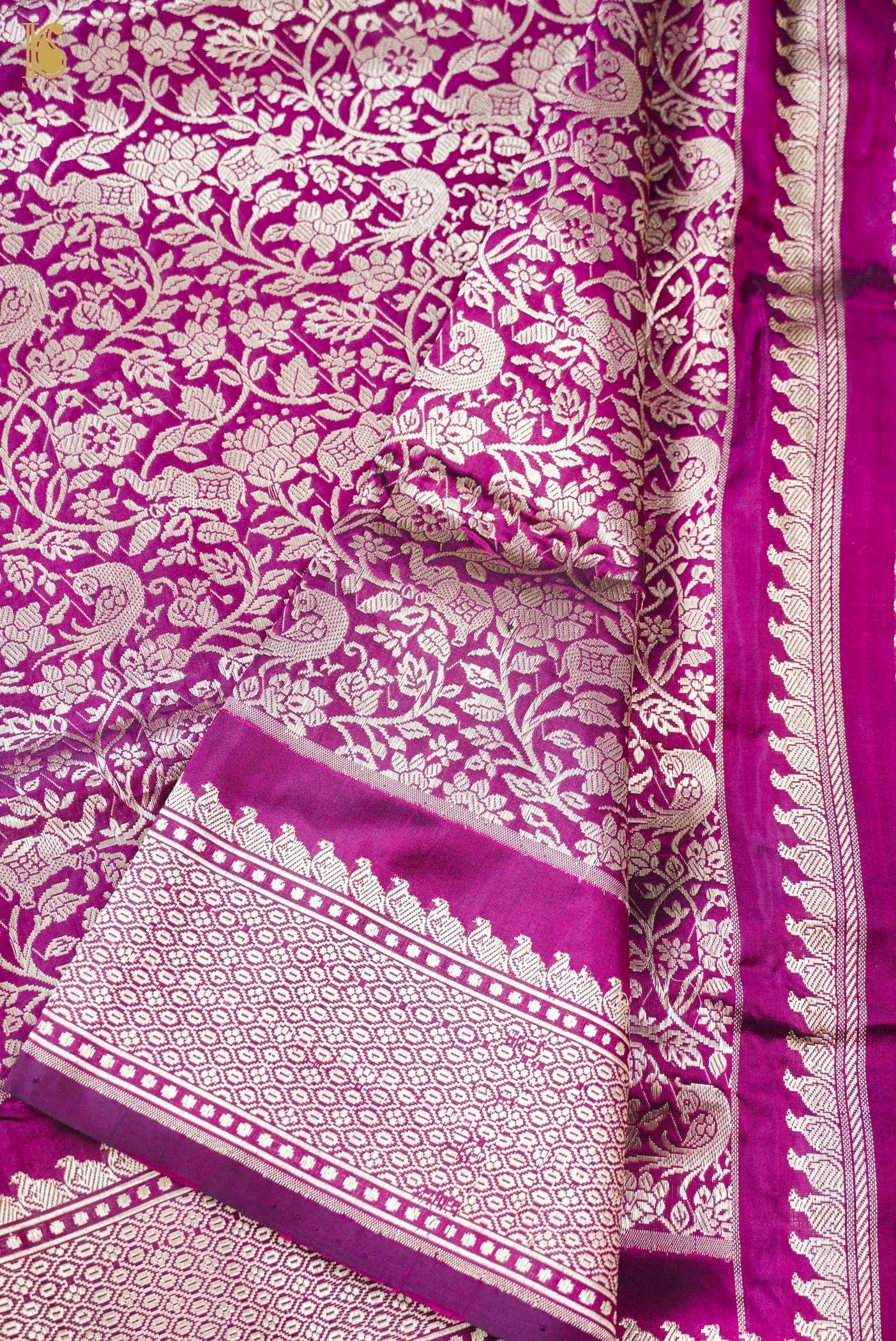 Handwoven Katan Silk Banarasi Shikargah Zari Vasket Saree